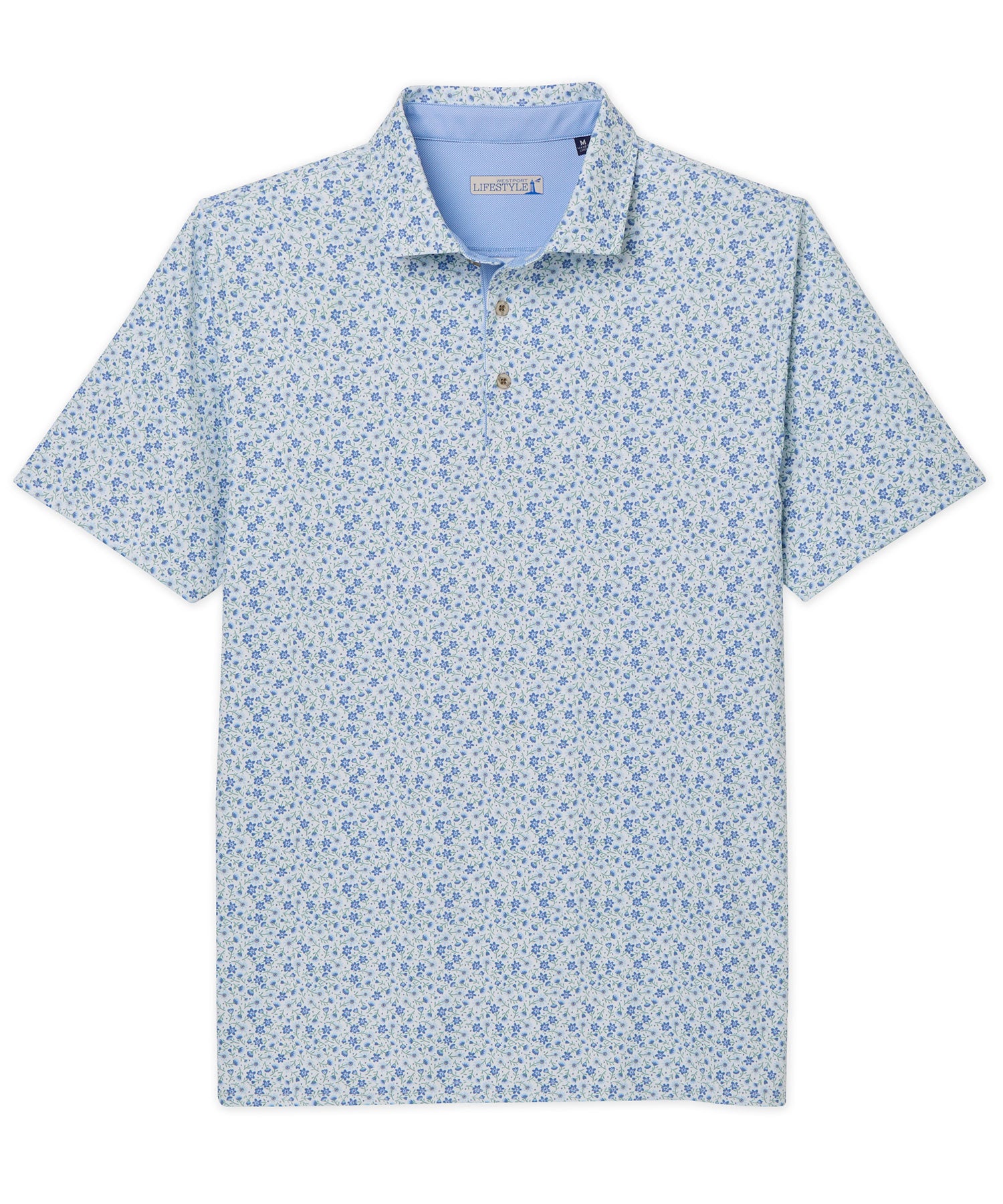 Westport Lifestyle Short Sleeve Performance 'Flowers' Print Polo Knit Shirt