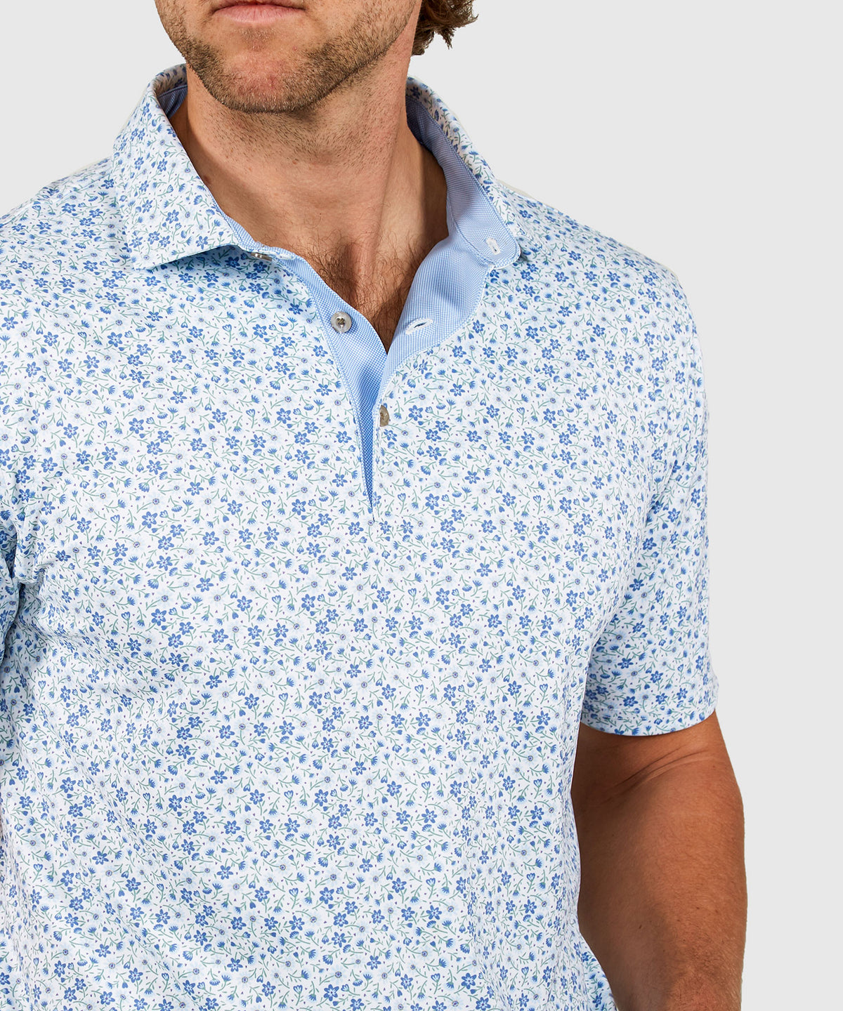 Westport Lifestyle Short Sleeve Performance 'Flowers' Print Polo Knit Shirt, Men's Big & Tall