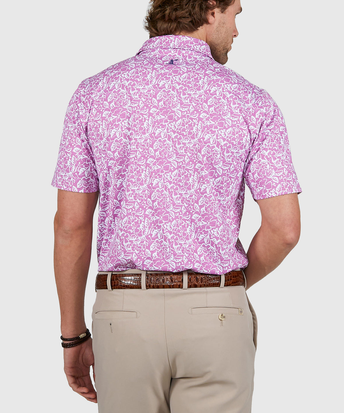 Westport Lifestyle Short Sleeve Performance' Orchids' Print Polo Knit Shirt, Men's Big & Tall