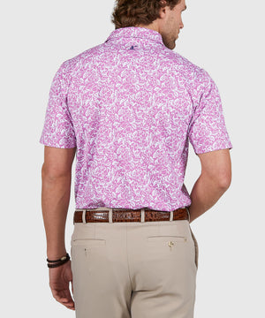 Westport Lifestyle Short Sleeve Performance' Orchids' Print Polo Knit Shirt