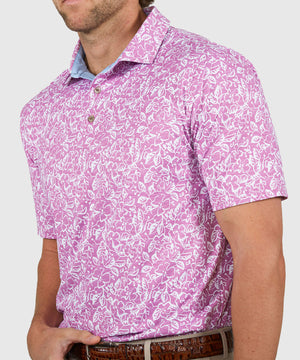 Westport Lifestyle Short Sleeve Performance' Orchids' Print Polo Knit Shirt