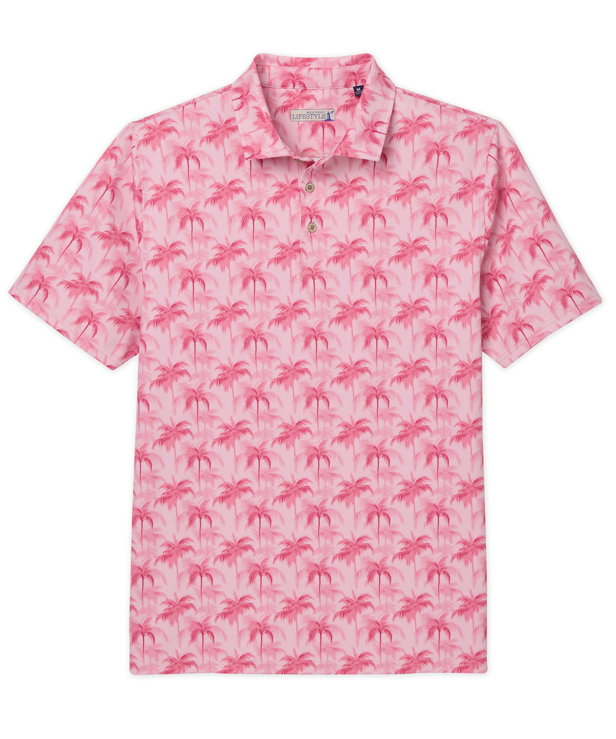 Westport Lifestyle Short Sleeve Performance 'Palm' Print Polo Knit Shirt, Men's Big & Tall