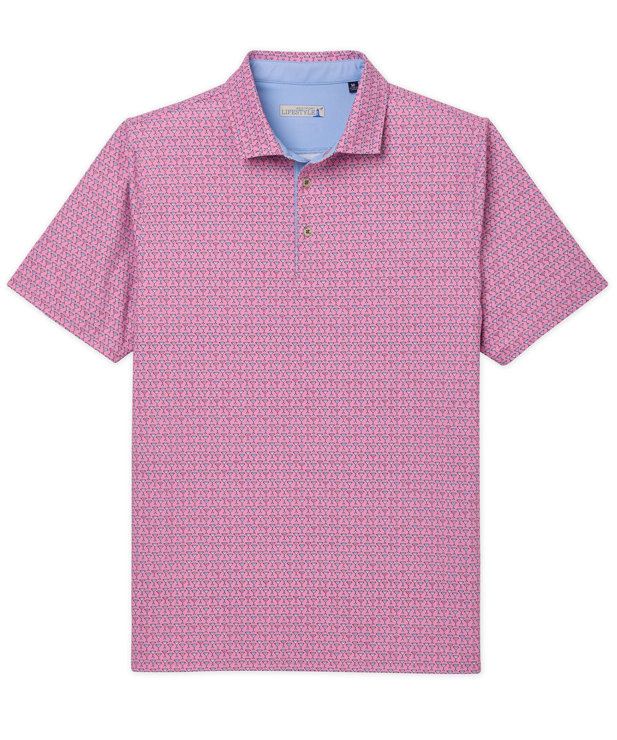 Westport Lifestyle Short Sleeve Performance 'Martini' Print Polo Knit Shirt, Men's Big & Tall