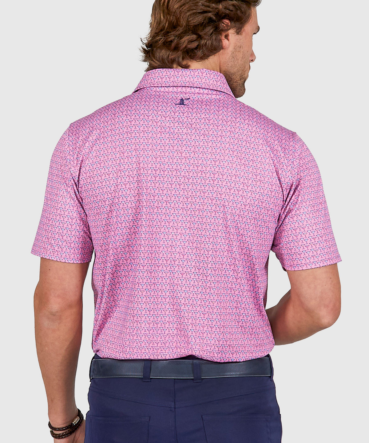 Westport Lifestyle Short Sleeve Performance 'Martini' Print Polo Knit Shirt, Men's Big & Tall