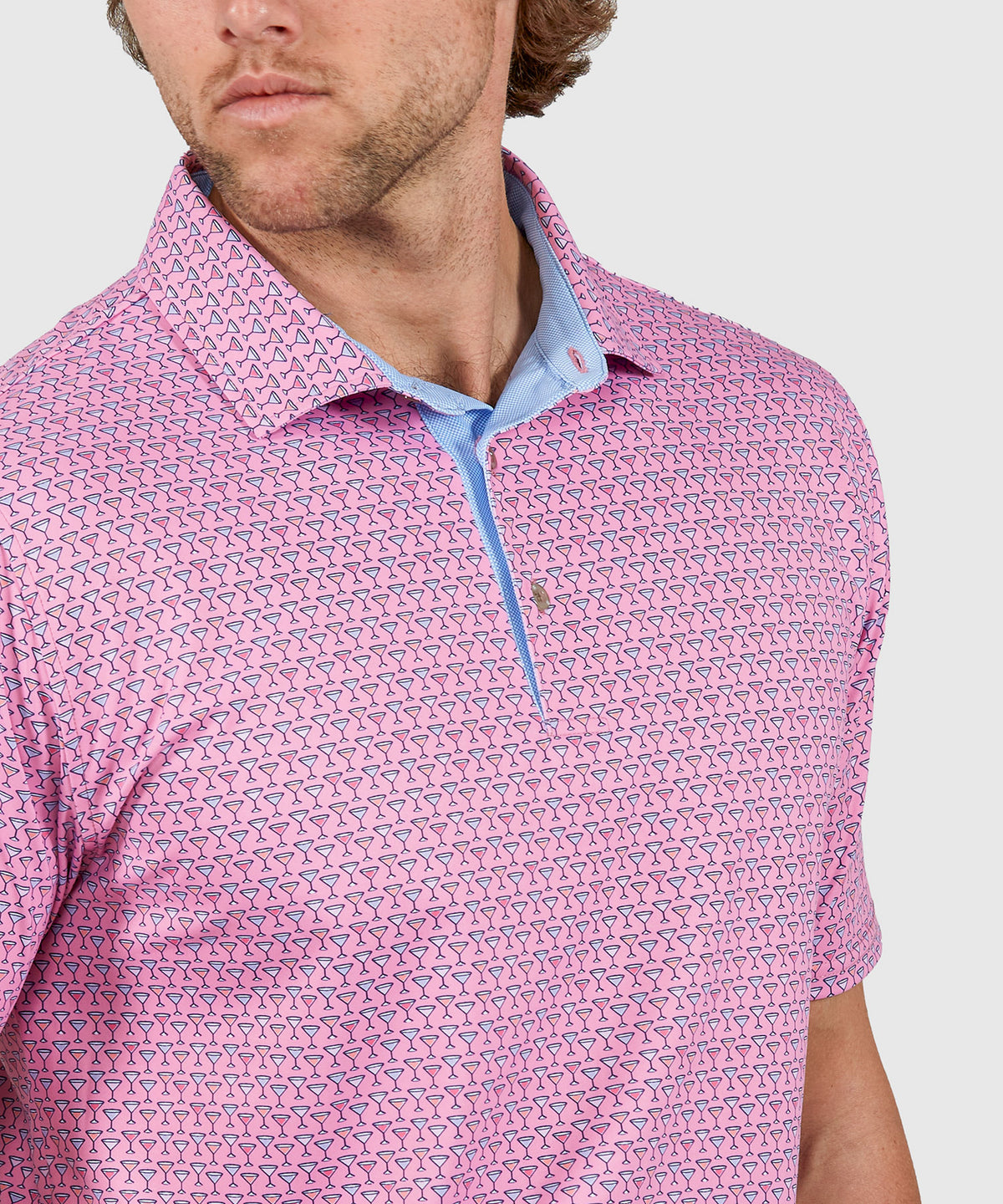 Westport Lifestyle Short Sleeve Performance 'Martini' Print Polo Knit Shirt, Men's Big & Tall