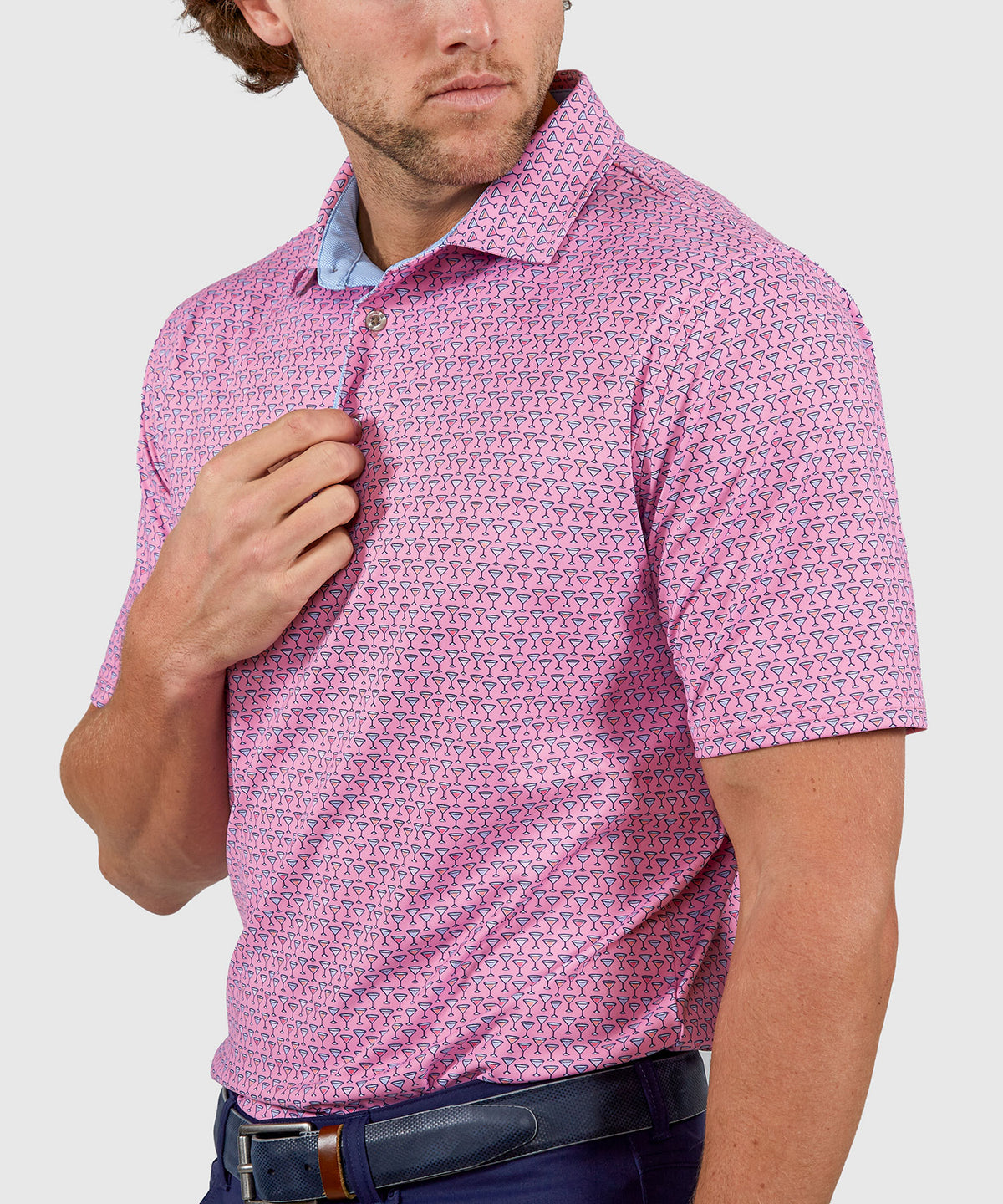 Westport Lifestyle Short Sleeve Performance 'Martini' Print Polo Knit Shirt, Men's Big & Tall