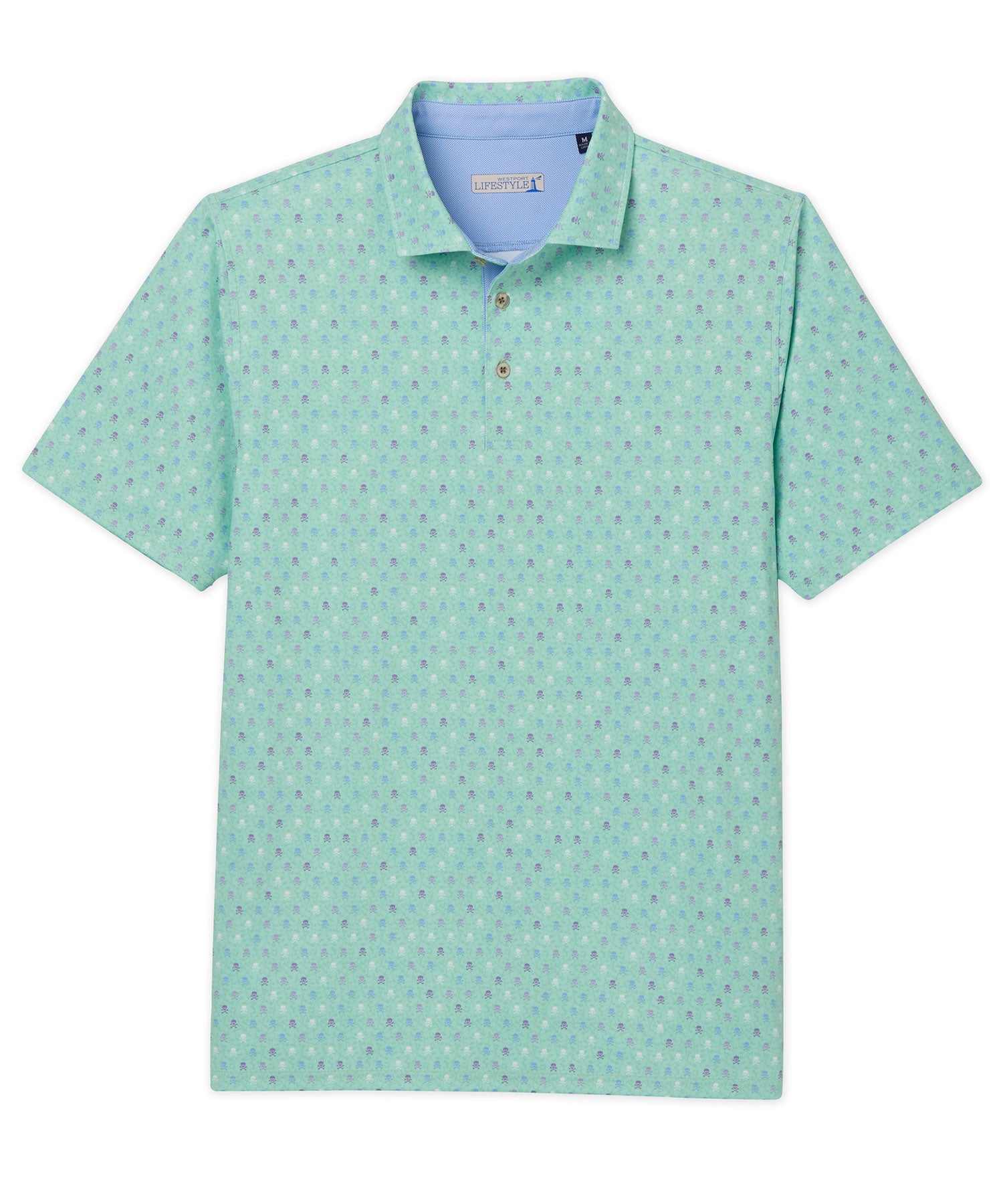 Westport Lifestyle Short Sleeve Performance 'Skulls' Print Polo Knit Shirt