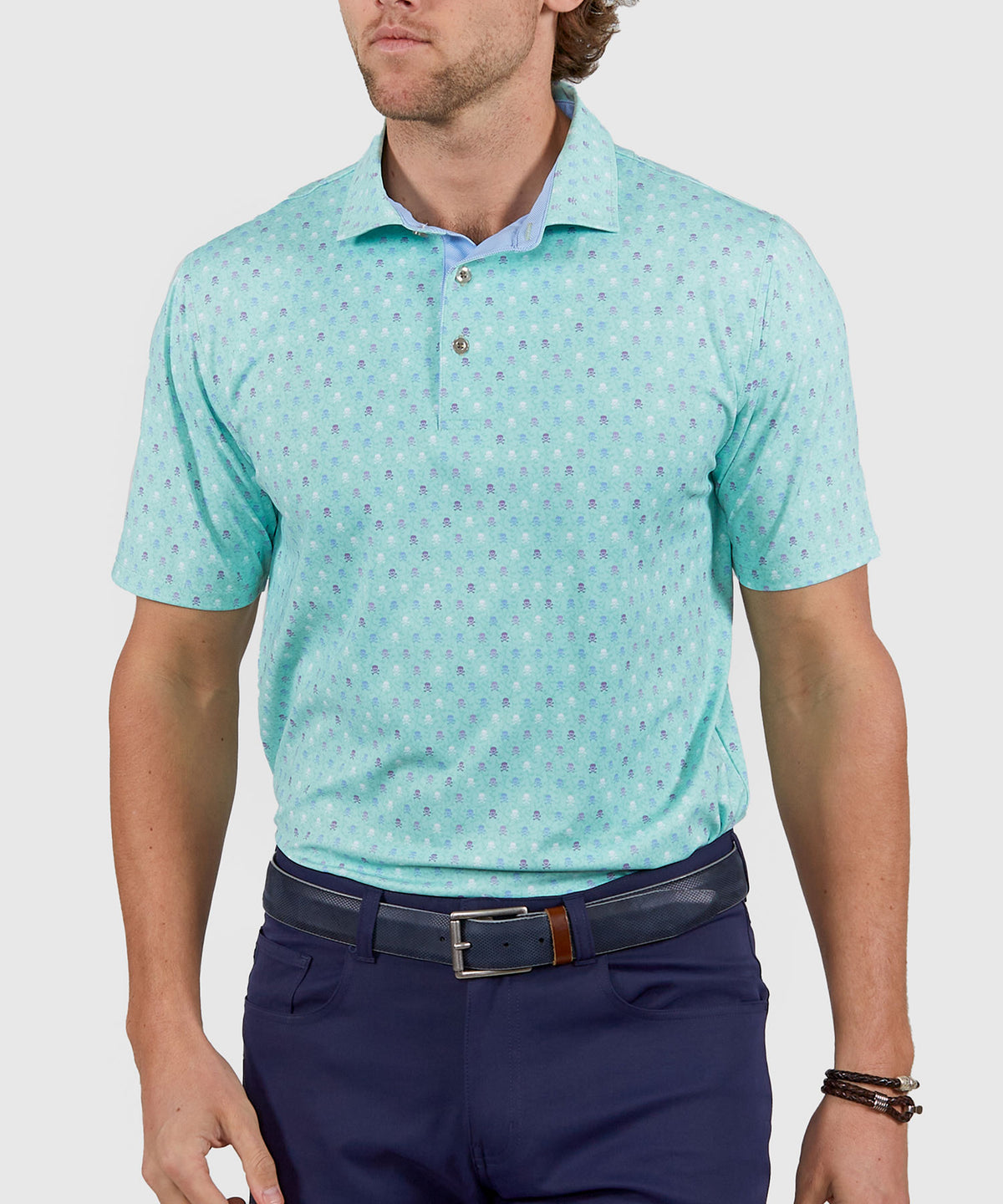 Westport Lifestyle Short Sleeve Performance 'Skulls' Print Polo Knit Shirt, Men's Big & Tall