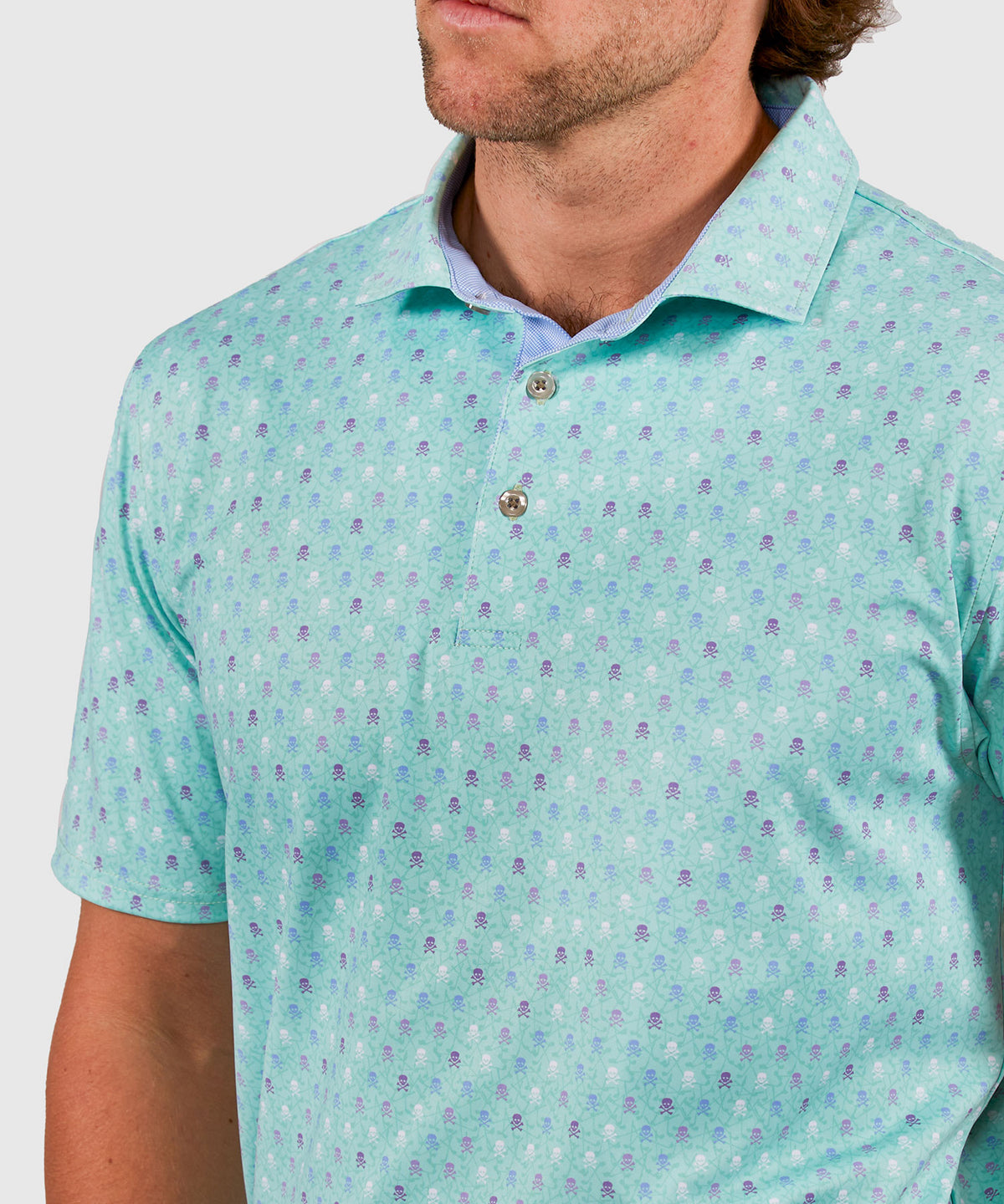 Westport Lifestyle Short Sleeve Performance 'Skulls' Print Polo Knit Shirt, Men's Big & Tall