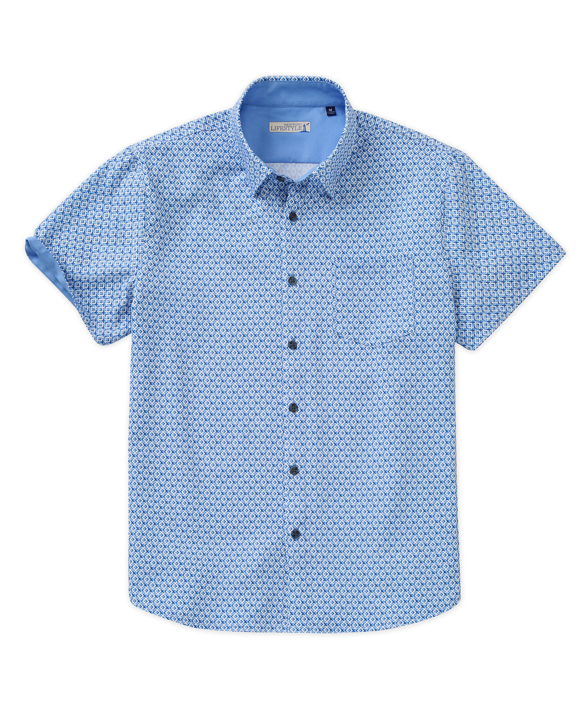 Westport Lifestyle Diamond Print Short Sleeve Performance Sport Shirt, Men's Big & Tall