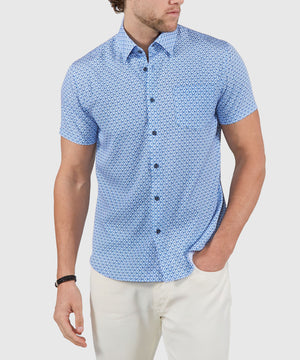 Westport Lifestyle Diamond Print Short Sleeve Performance Sport Shirt