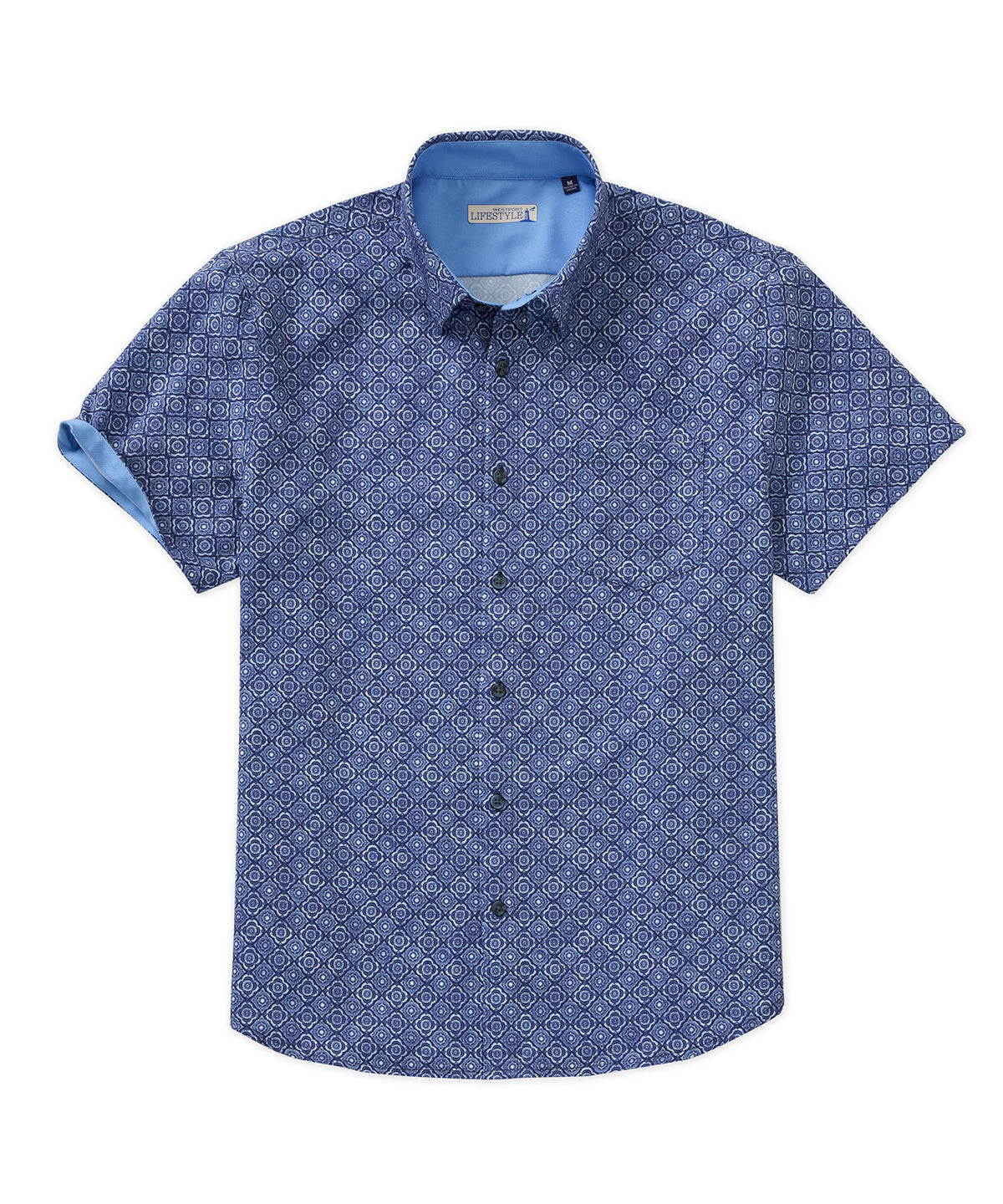 Westport Lifestyle Batik Foulard Print Short Sleeve Performance Sport Shirt, Men's Big & Tall