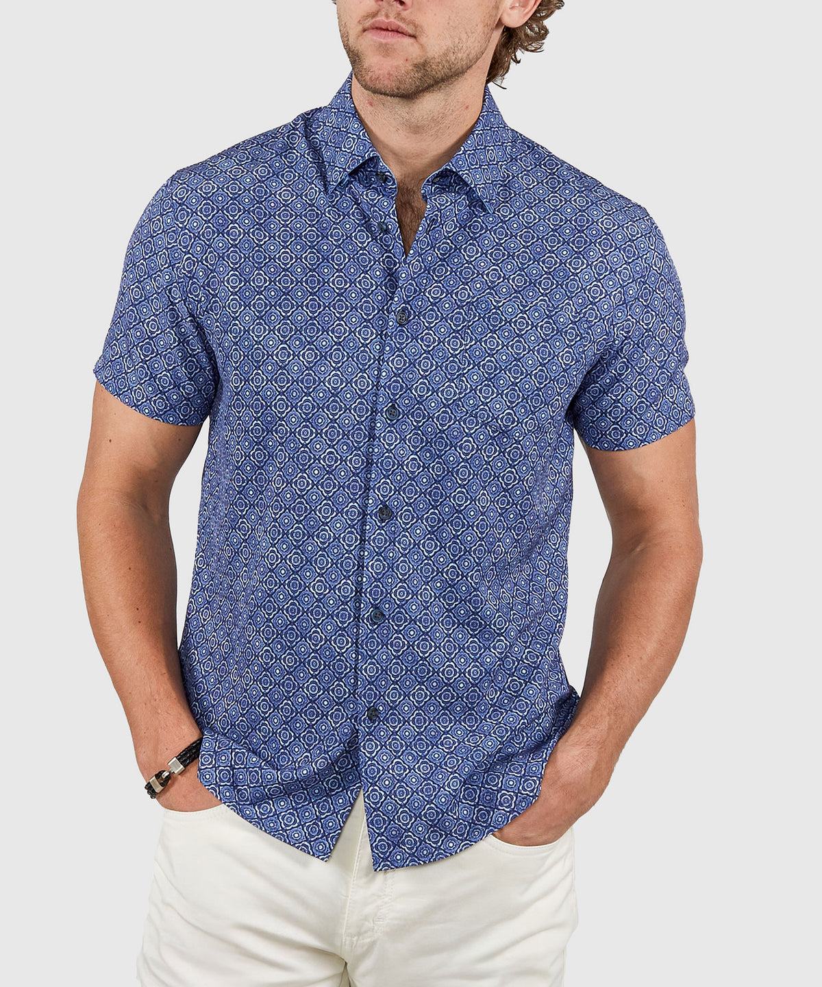 Westport Lifestyle Batik Foulard Print Short Sleeve Performance Sport Shirt, Men's Big & Tall