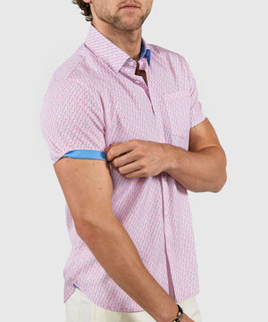 Westport Lifestyle Circle Geo Print Short Sleeve Performance Sport Shirt