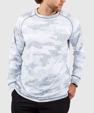 Westport Lifestyle Seaside Long Sleeve Performance Print Crew Neck Rash Guard Shirt