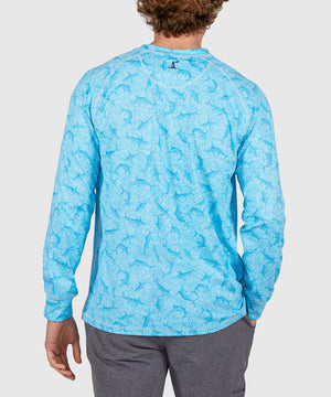 Westport Lifestyle Seaside Long Sleeve Performance Print Crew Neck Rash Guard Shirt