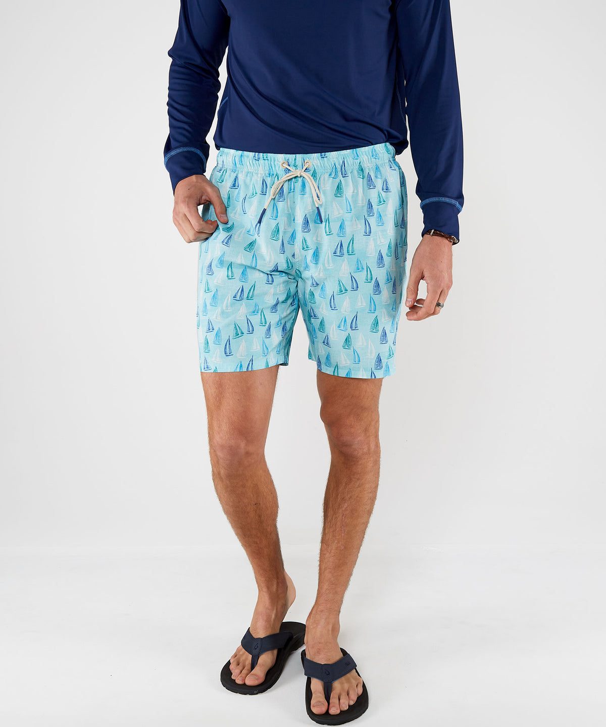 Westport Lifestyle Sailboat Print Compo Swim Trunks, Men's Big & Tall