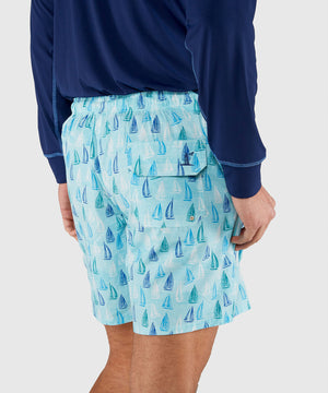 Westport Lifestyle Sailboat Print Compo Swim Trunks