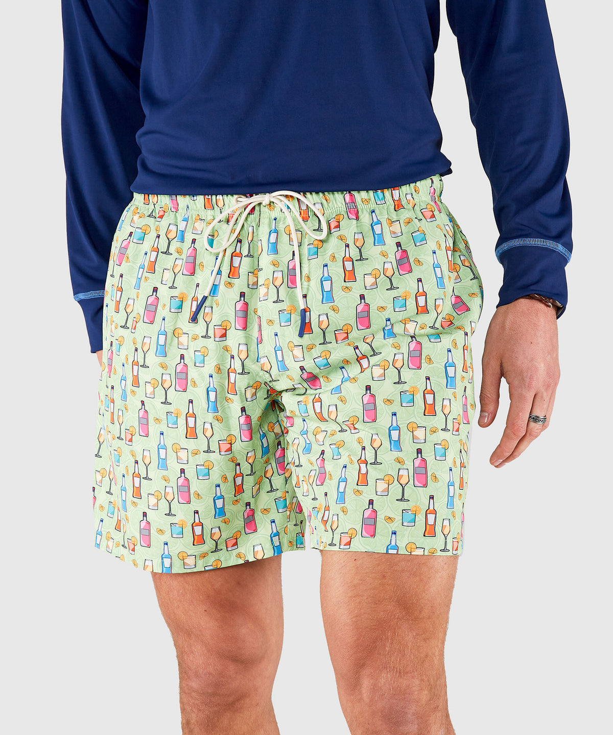 Westport Lifestyle Compo Stretch 'Drinks' Print Swim Trunks, Men's Big & Tall