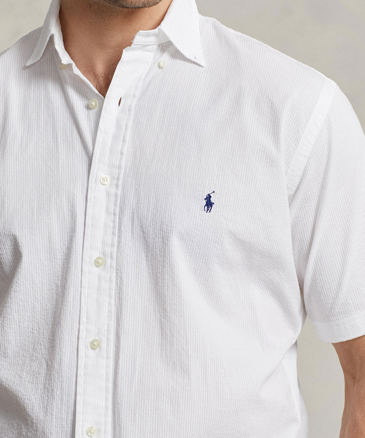 Polo Ralph Lauren Short Sleeve Button Down Collar Seersucker Sport Shirt, Men's Big & Tall