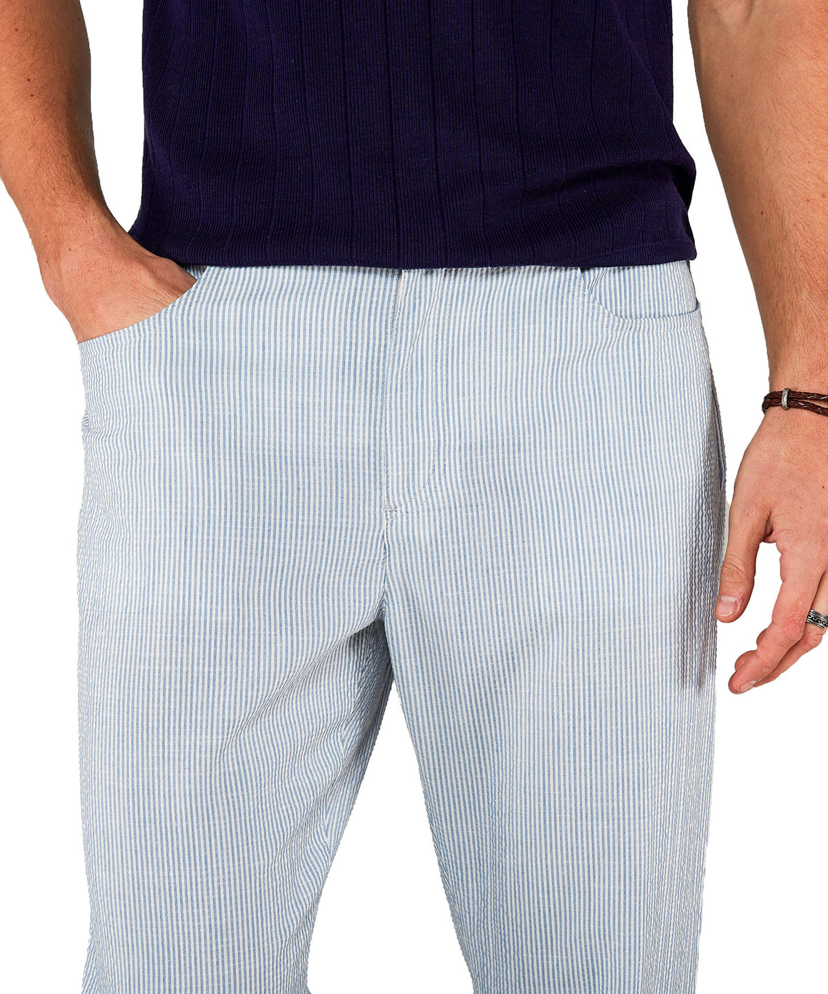 Westport Black 5-Pocket Seersucker Performance Linen Pant, Men's Big & Tall