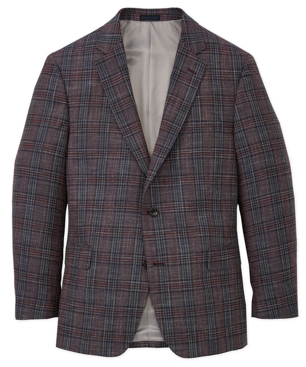 Westport Black Two-Button Side Vented Plaid Sport Coat, Men's Big & Tall