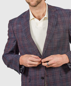 Westport Black Two-Button Side Vented Plaid Sport Coat