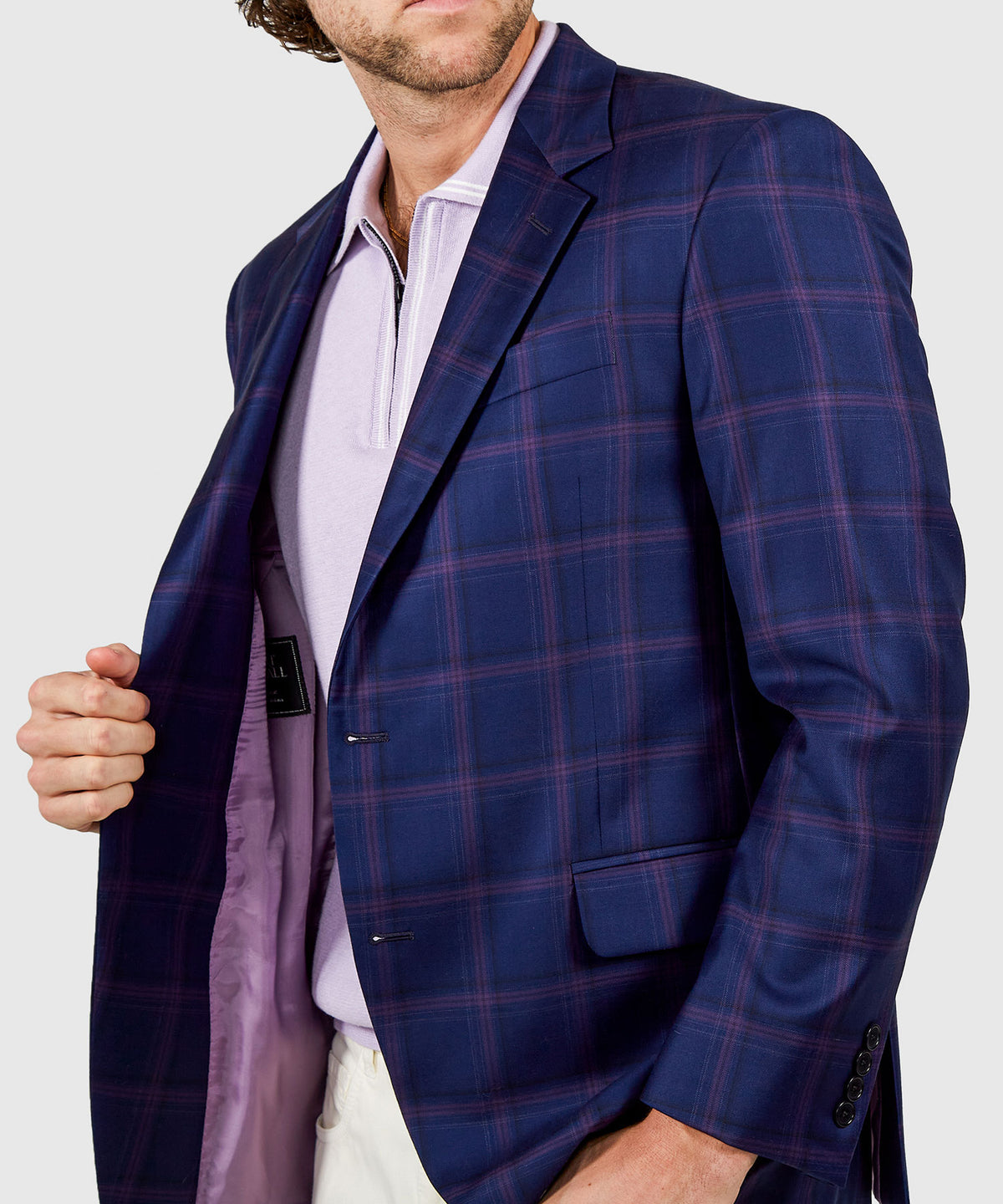 Coppley 100% Wool Two-Button Side Vent Windowpane Sport Coat, Men's Big & Tall