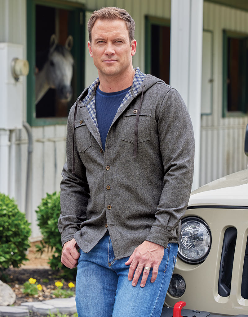 Male model wearing Westport Lifestyle Firepit Hoodie Shirt Jacket, Men's Big & Tall