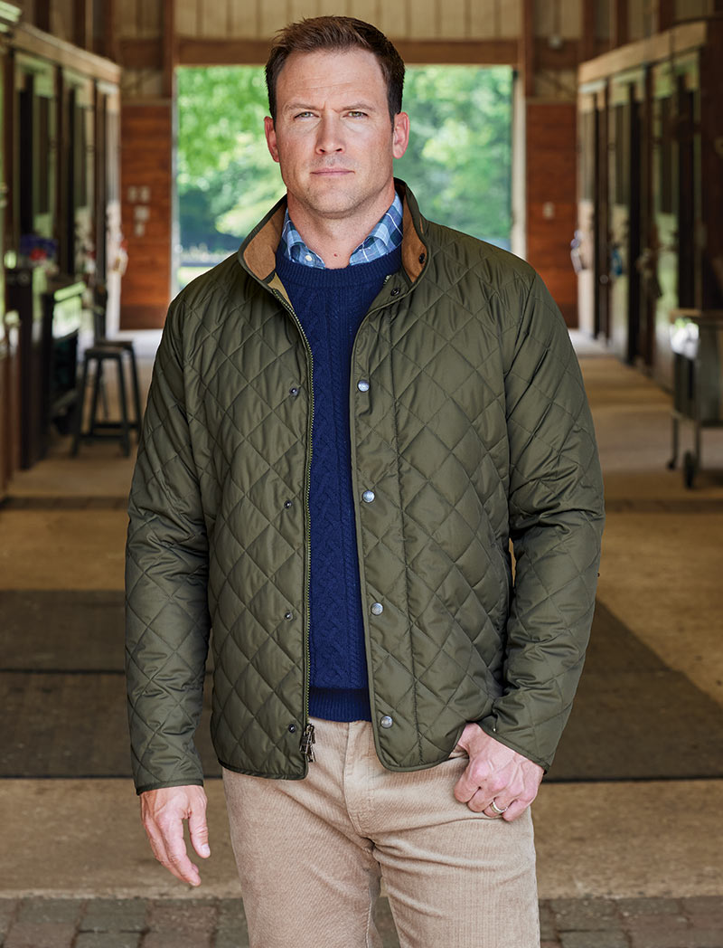 Male model wearing Peter Millar Suffolk Quilted Jacket, Men's Big & Tall