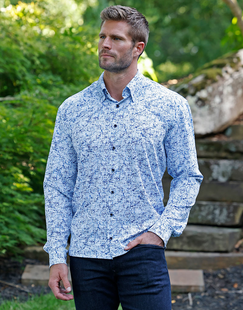 Male model wearing Westport No-Tuck Performance Kinetic Sport Shirt, Men's Big & Tall