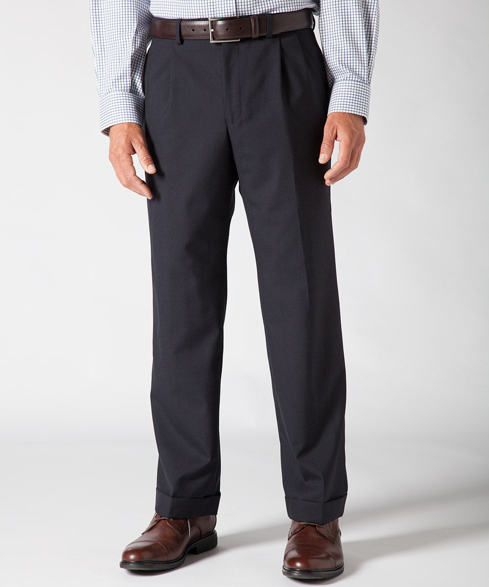 George Regular Men's Pleated Cuffed Microfiber Dress Pants with Adjustable  Waistband 