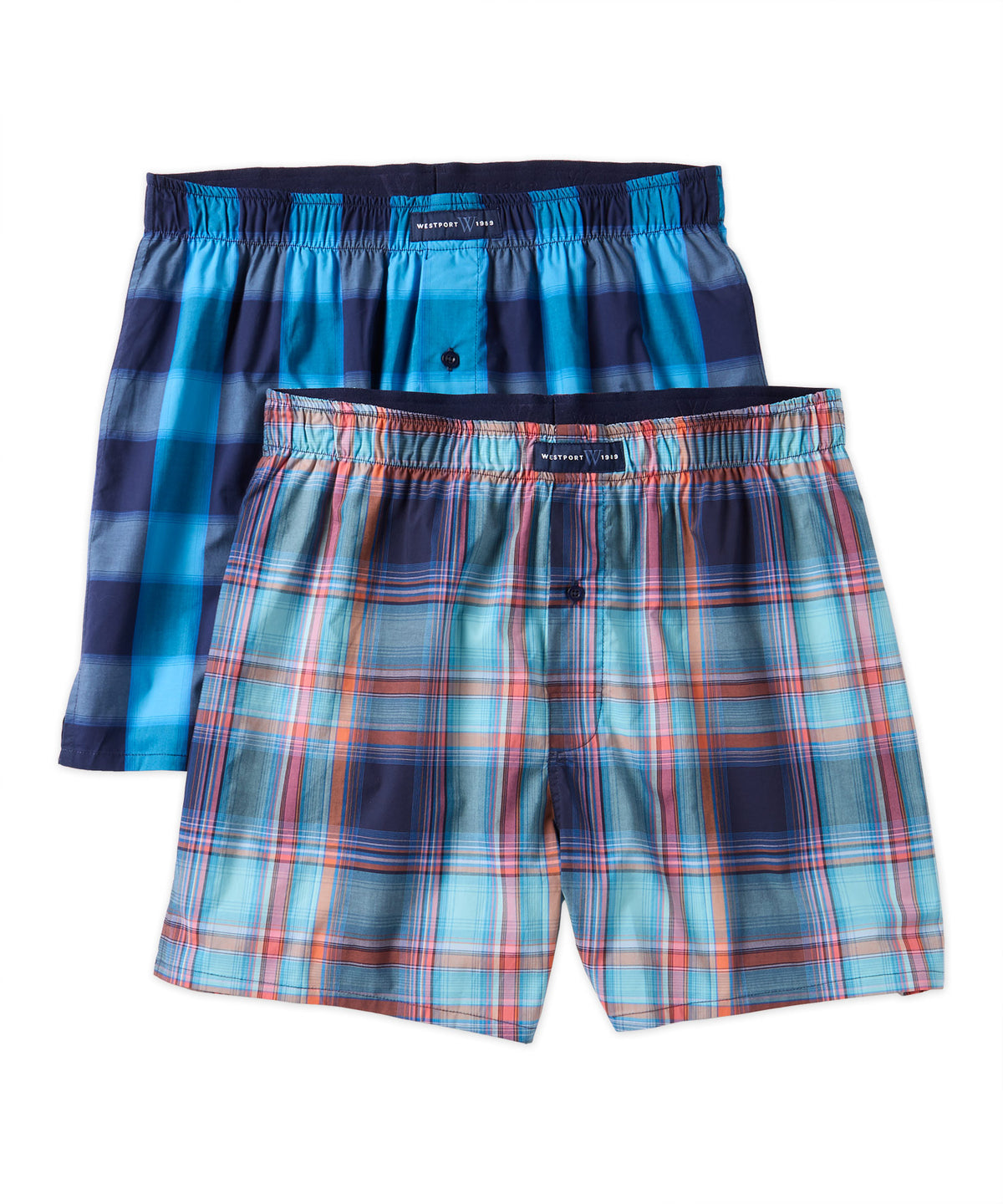 3-pack woven cotton boxer shorts - Blue/Striped - Men