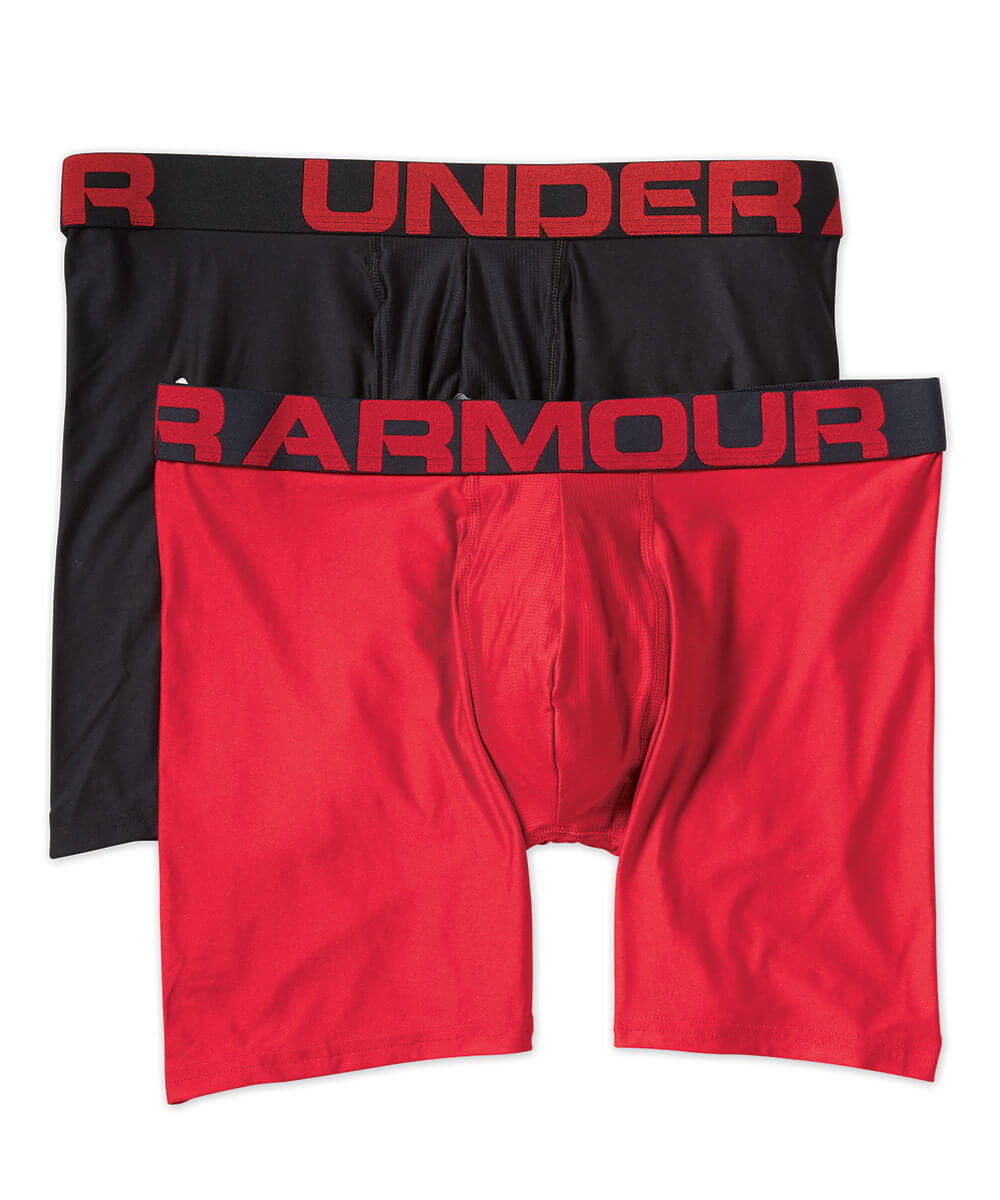 2-Pack Under Armour Boxer Briefs All Red Boxerjocks 6 Inch Inseam Size  Large L