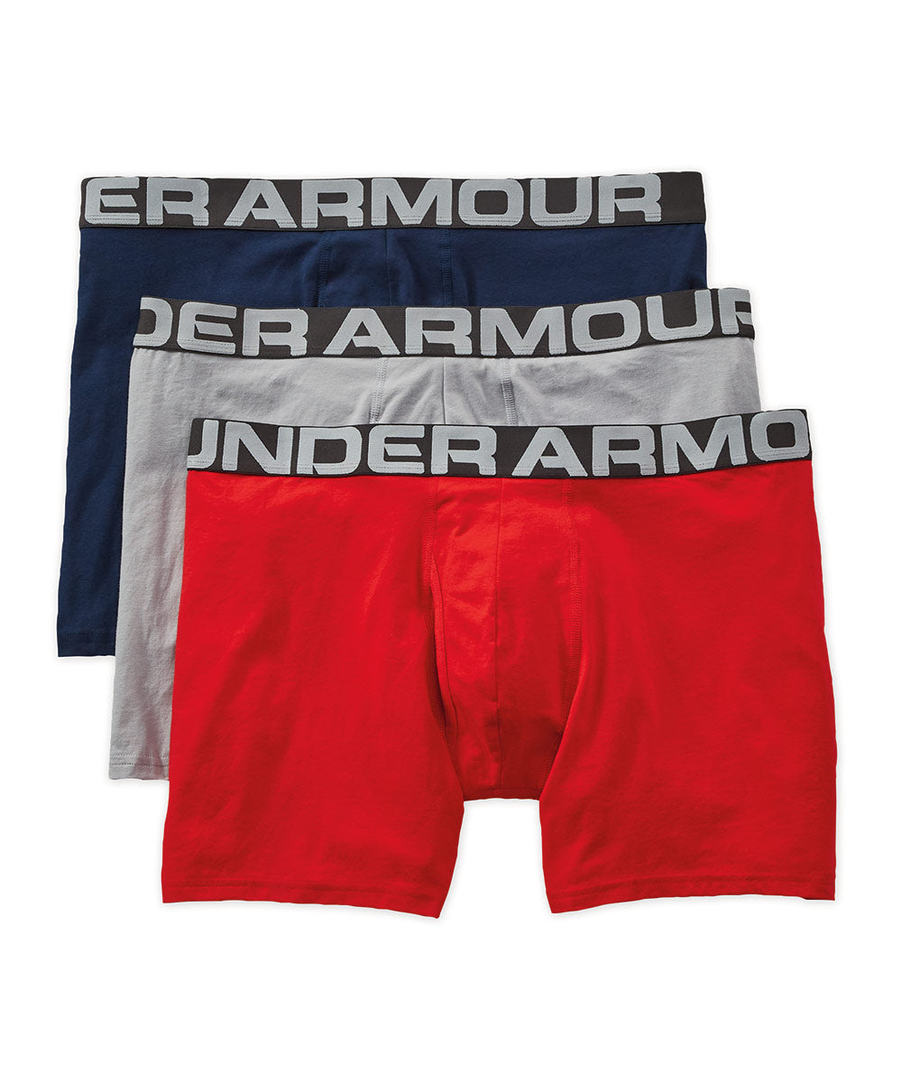 Under Armour Cotton Stretch 6 Boxerjock 3 Pack White/Red/Black 1277279-100  - Free Shipping at LASC