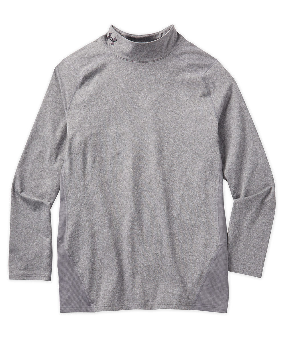 Under Armour Shirt Womens Large Fitted Gray Cold Gear Mock Neck Long Sleeve