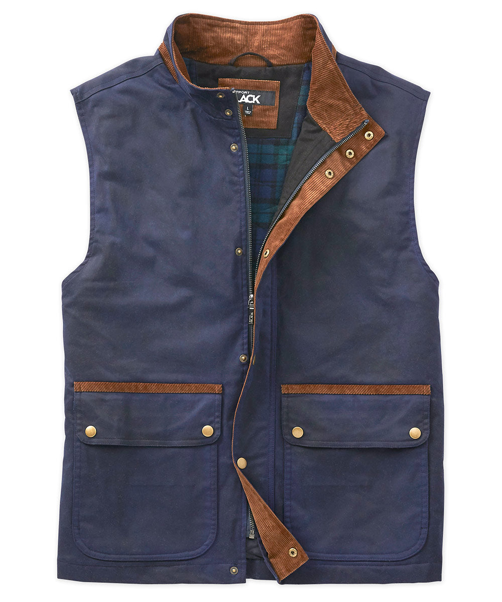 Westport Black Waxed Cotton Quilted Vest, Men's Big & Tall