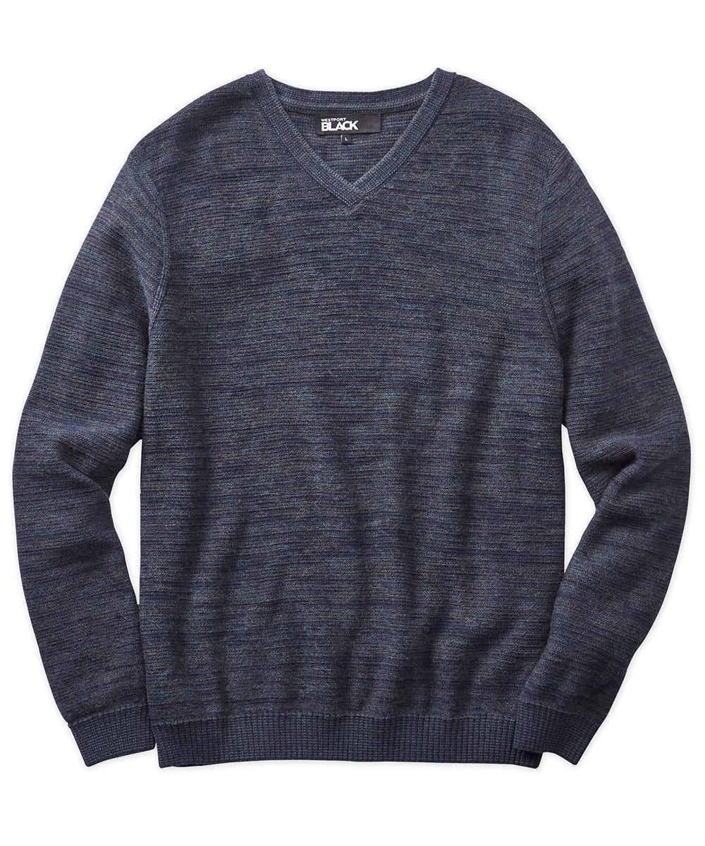 Westport Black by Lenor Romano Reverse Jersey Stitch V-Neck Sweater