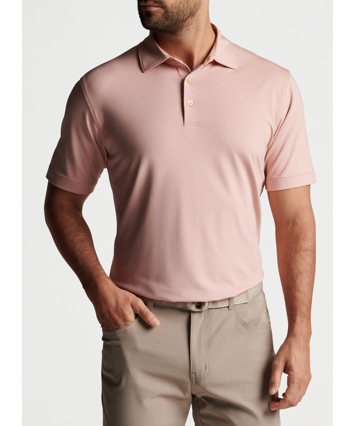 Peter Millar Jubilee Stripe Performance Polo - Havana Pink