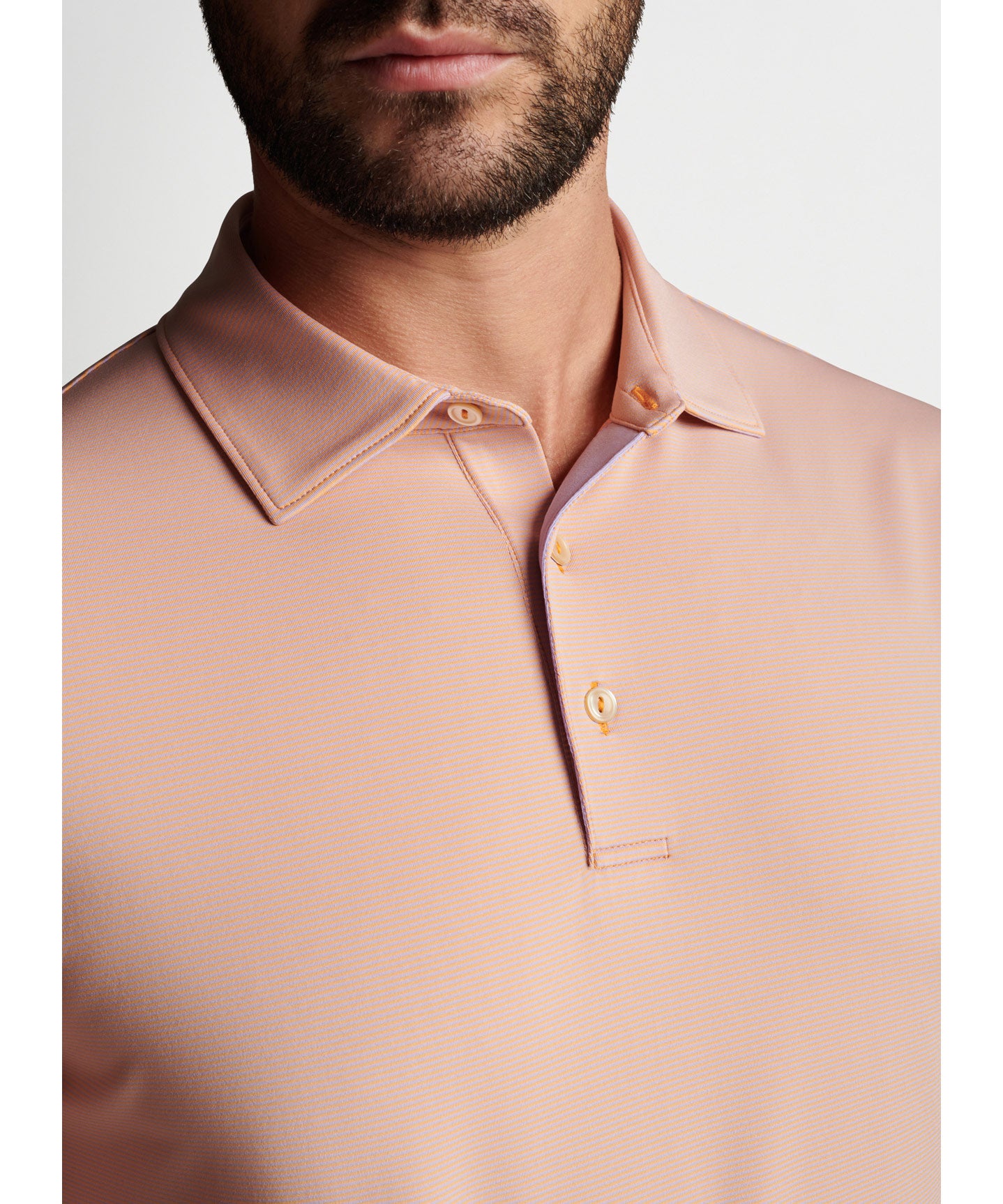 PETER MILLAR Jubilee Stripe Performance Polo in Havana Pink with OU  Embroidery