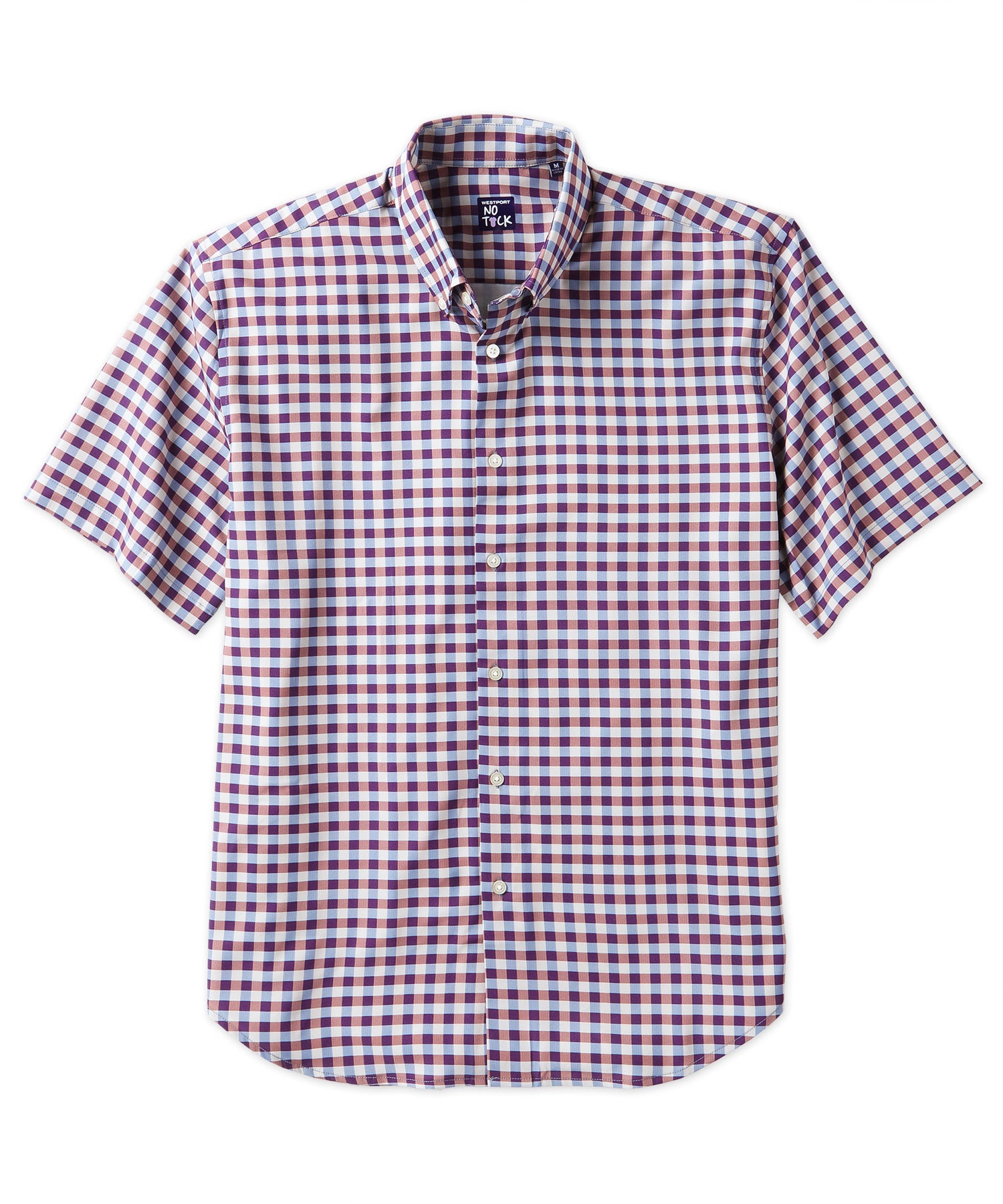 Westport No-Tuck Short Sleeve Check Performance Stretch Sport Shirt ...