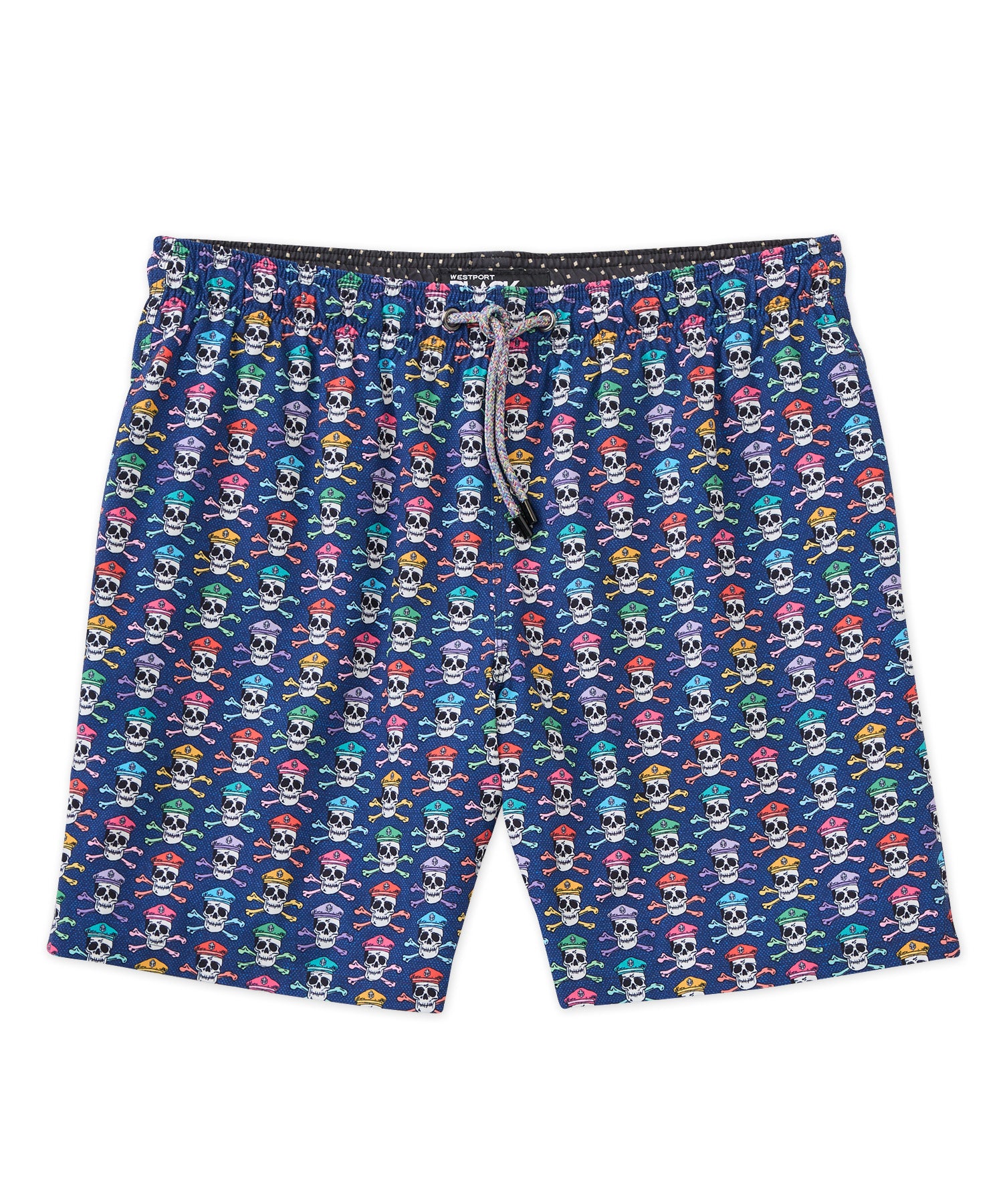 Westport Black Skull Print Swim Short - Westport Big & Tall