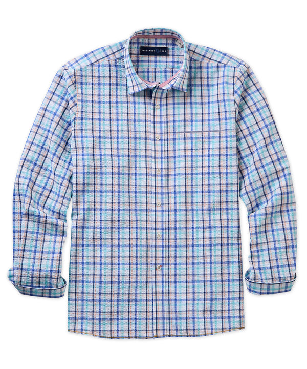 Westport 1989 Seersucker Plaid Sport Shirt - Westport Big & Tall