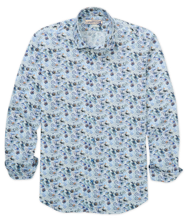 Westport Lifestyle Long Sleeve Patterned Sport Shirt - Westport Big & Tall