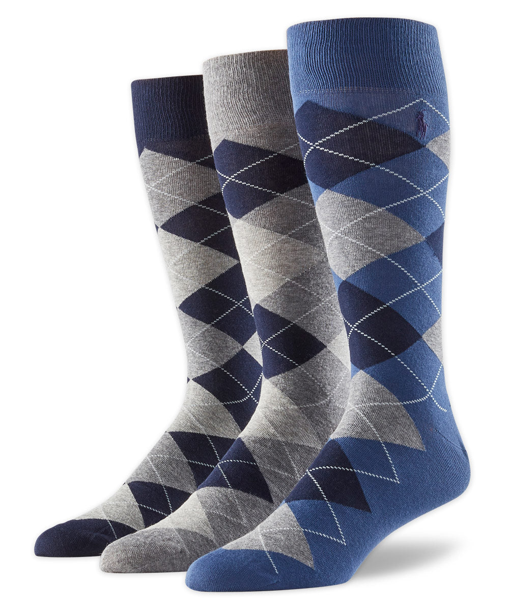 Polo Ralph Lauren Assorted Blue Color Argyle Socks (3-Pack) - Westport Big  & Tall