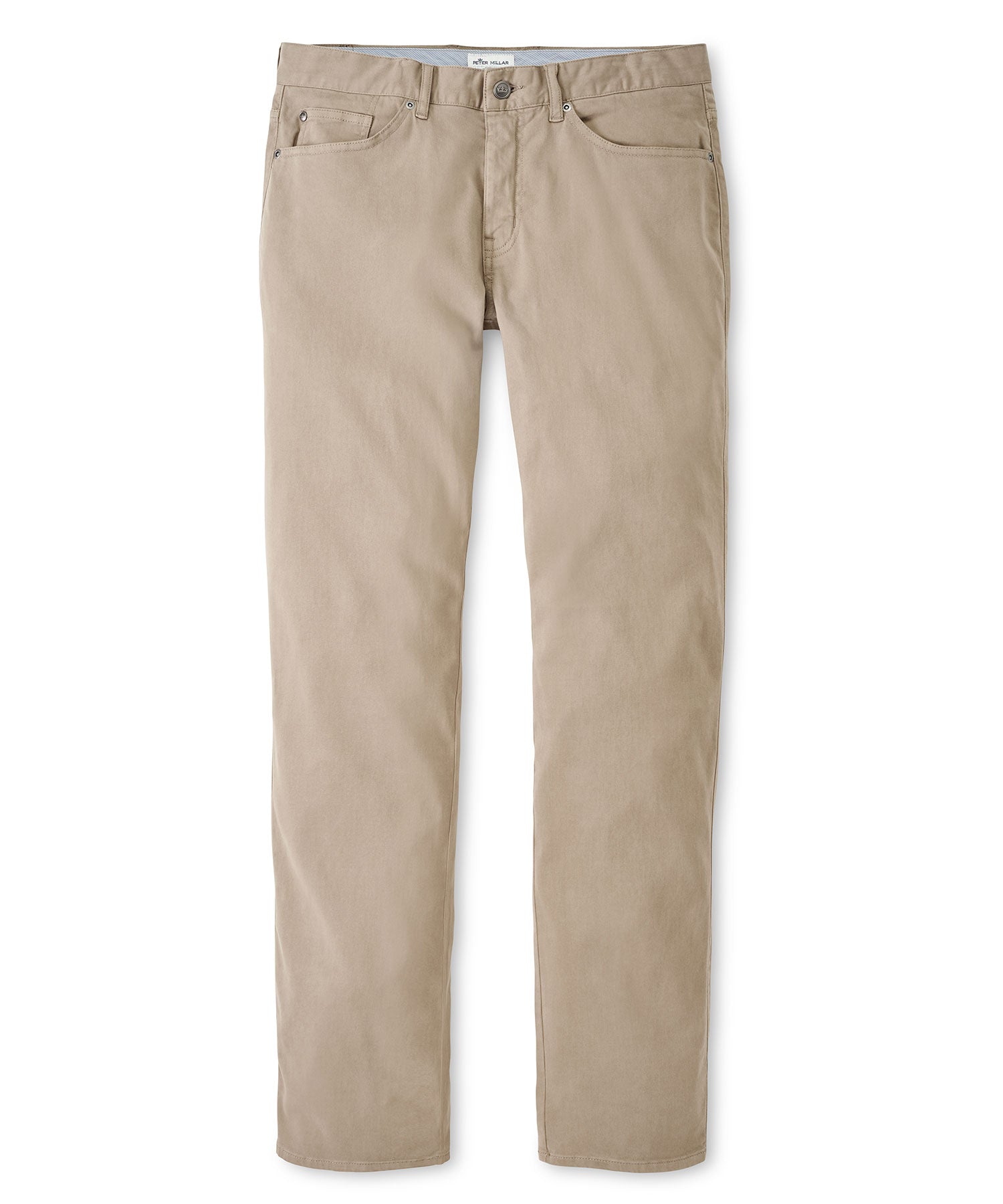 Peter Millar Men's Solid Khaki Cotton Modal Blend 5 Pocket Pants